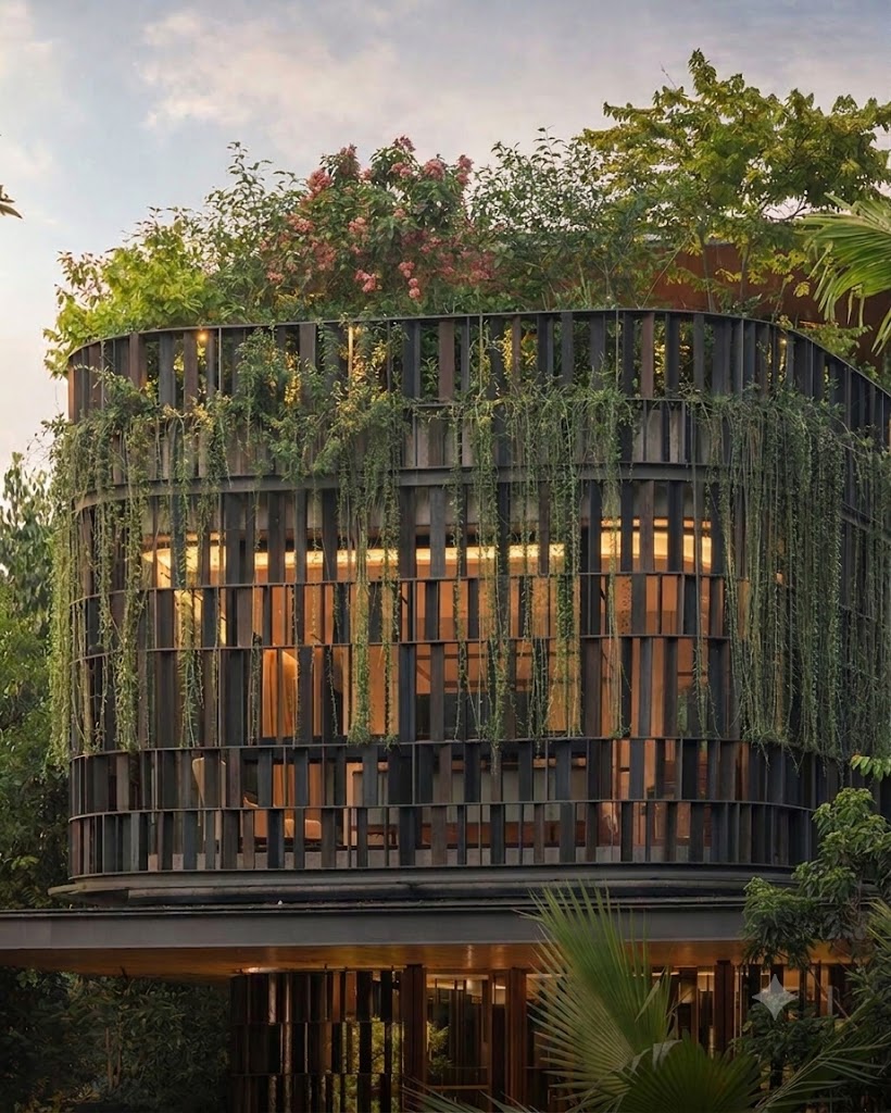 Lớp lam và cây xanh — Timber Screen & Green Layer