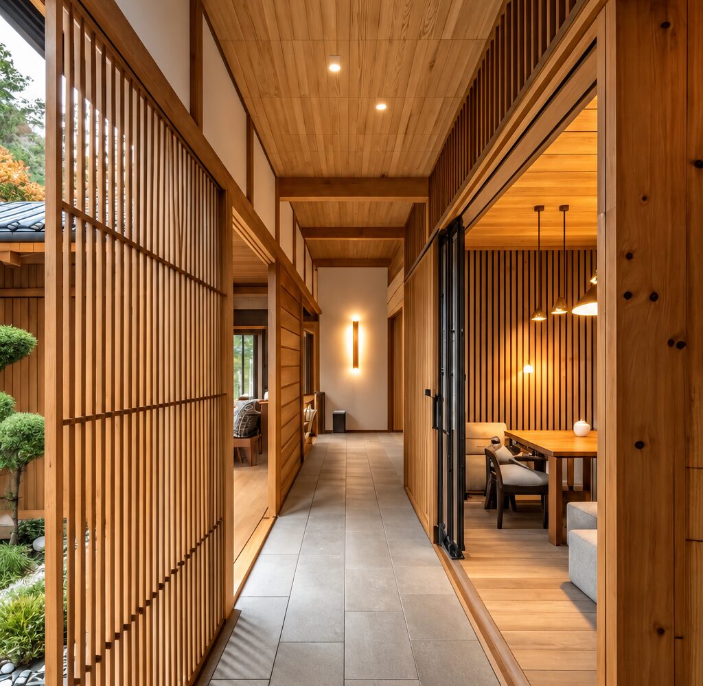 Chi tiết gỗ và không gian chuyển tiếp — Timber Detail & Transitional Space