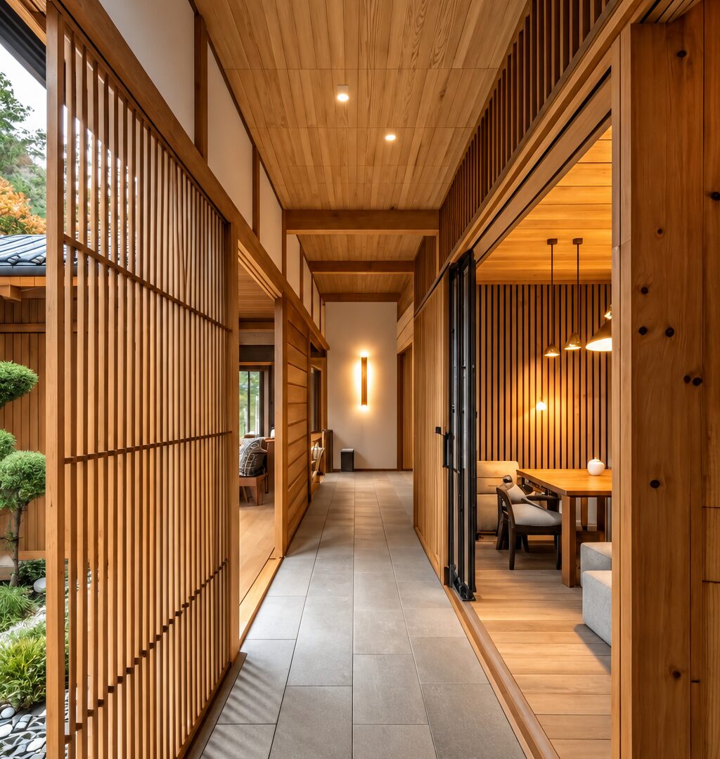 Chi tiết gỗ và không gian chuyển tiếp — Timber Detail & Transitional Space